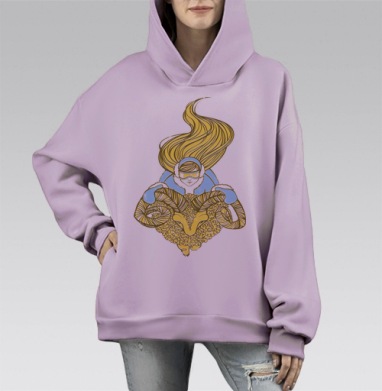 Снегурка, Hoodie Mono Fiolet, оверсайз, утепленная