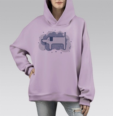 Собака синяя, Hoodie Mono Fiolet, оверсайз, утепленная