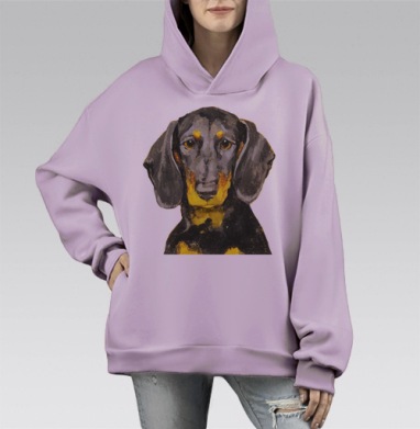 Собака Такса, Hoodie Mono Fiolet, оверсайз, утепленная