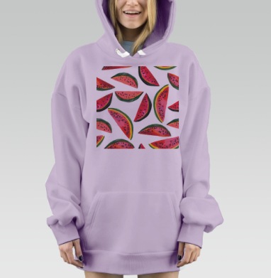 Сочные ломтики арбуза в летнем настроении, Hoodie Mjhigh Dig Mel, Fiolet, утепленная
