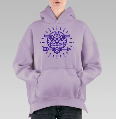 Сова, Hoodie Oversize Fiolet, утепленная