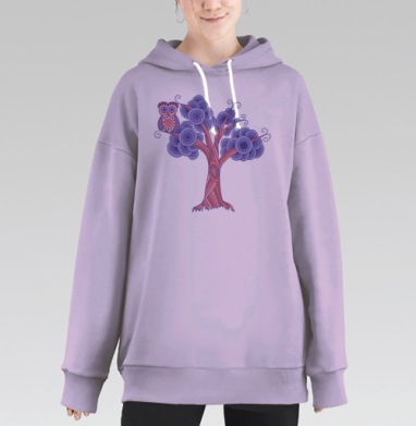 Сова и Дерево, Hoodie Long Oversize Fiolet