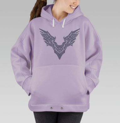 Сова из геометрических форм в стиле киберпанк, Hoodie Oversize Fiolet