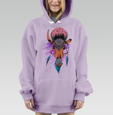 Сова ловецснов череп, Hoodie Mjhigh Dig Mel, Fiolet, утепленная