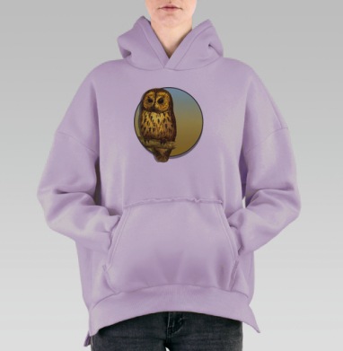 Сова на суку, Hoodie Oversize Fiolet, утепленная