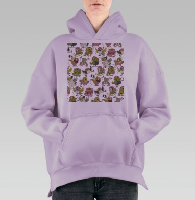 Совы зимние, Hoodie Oversize Fiolet, утепленная