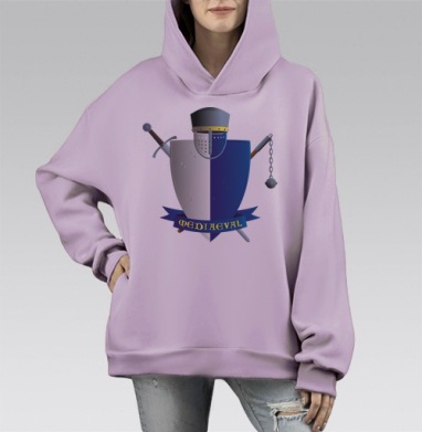 Средневековье, Hoodie Mono Fiolet, оверсайз, утепленная