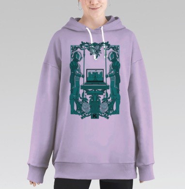 Средневековые рыцари и цифровой замок, Hoodie Long Oversize Fiolet