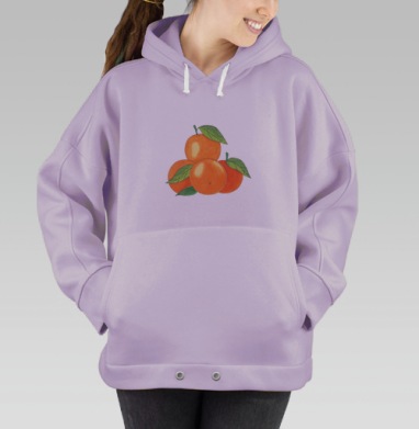 Свежие мандарины с зелёными листьями, Hoodie Oversize Fiolet