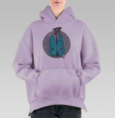 Сюрреалистичный арт с распылителем вместо головы, Hoodie Oversize Fiolet, утепленная
