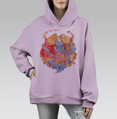 Танец весны, Hoodie Mono Fiolet, оверсайз, утепленная