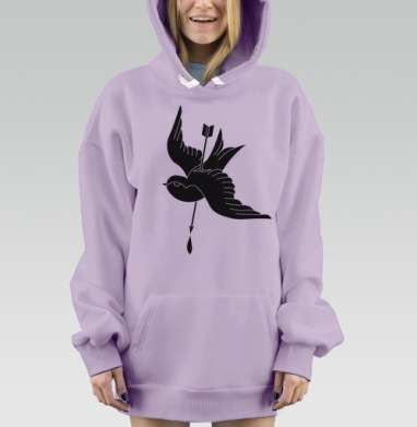 Тату ласточка, Hoodie Mjhigh Dig Mel, Fiolet, утепленная