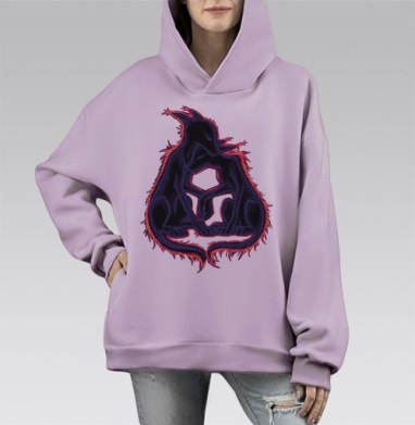 Тепло, Hoodie Mono Fiolet, оверсайз, утепленная