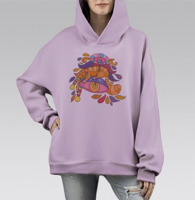 The light of fun / Свет веселья, Hoodie Mono Fiolet, оверсайз, утепленная
