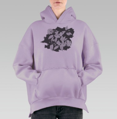 Только белое и черное, Hoodie Oversize Fiolet, утепленная