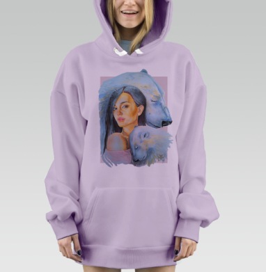 Тотем белый медведь, Hoodie Mjhigh Dig Mel, Fiolet, утепленная