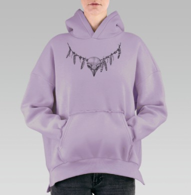 Тотем сова, Hoodie Oversize Fiolet, утепленная