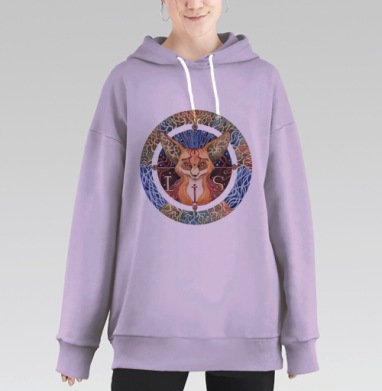 Тотемный лис, Hoodie Long Oversize Fiolet