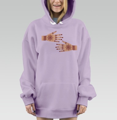 Традиционная женская роспись мехенди с восточными узорами, Hoodie Mjhigh Dig Mel, Fiolet, утепленная