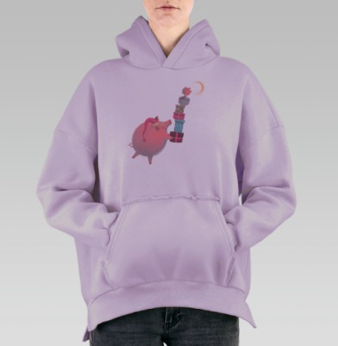 Ты - мой лучший подарок, Hoodie Oversize Fiolet, утепленная