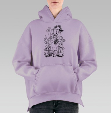 Тыквенная голова, Hoodie Oversize Fiolet, утепленная