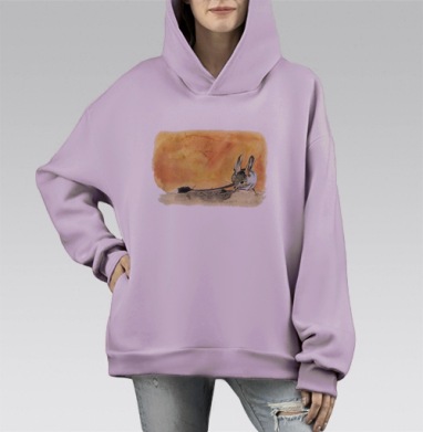 Тушканчик, Hoodie Mono Fiolet, оверсайз, утепленная