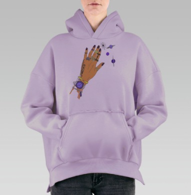 Тянись к звездам, Hoodie Oversize Fiolet, утепленная