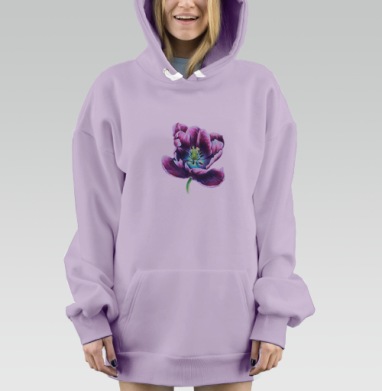 Тюльпан из космоса, Hoodie Mjhigh Dig Mel, Fiolet, утепленная