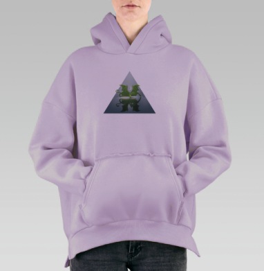 Умиротворяющий зелёный дракон у воды с луной, Hoodie Oversize Fiolet, утепленная