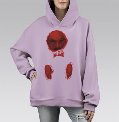 Усатый, Hoodie Mono Fiolet, оверсайз, утепленная