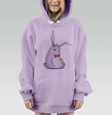 Уставший мультяшный кролик с карманными часами, Hoodie Mjhigh Dig Mel, Fiolet, утепленная