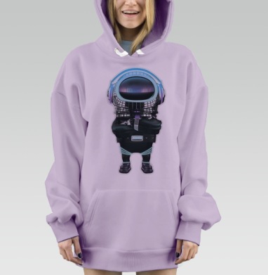 Уверенный астронавт в футуристическом скафандре, Hoodie Mjhigh Dig Mel, Fiolet, утепленная