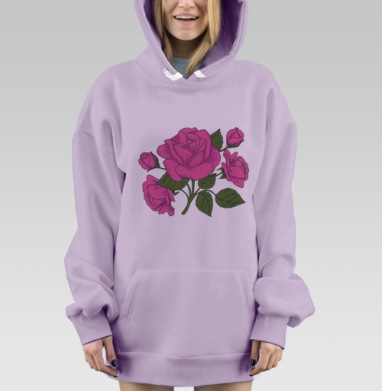 Узор из роз, Hoodie Mjhigh Dig Mel, Fiolet, утепленная