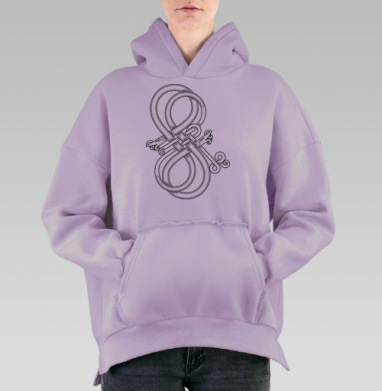 Узор в кельтском стиле со змеями., Hoodie Oversize Fiolet, утепленная