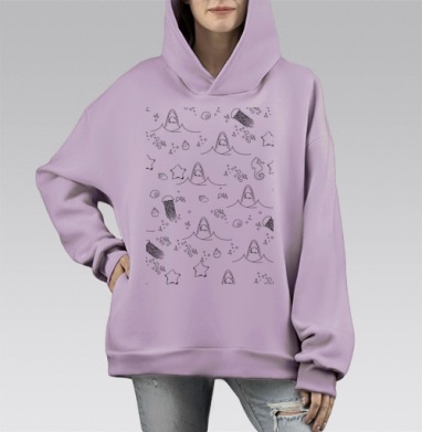 в море, Hoodie Mono Fiolet, оверсайз, утепленная