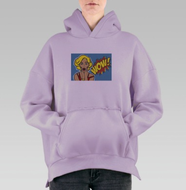 В стиле поп-арт, Hoodie Oversize Fiolet, утепленная