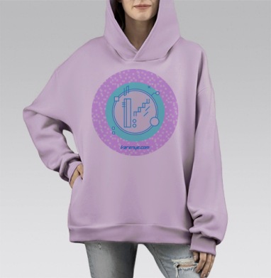 VARENYE T-SHIRT / ВАРЕНЬЕ, Hoodie Mono Fiolet, оверсайз, утепленная