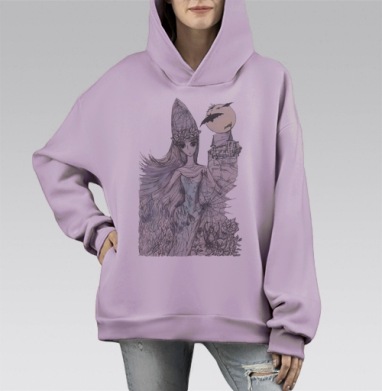 Ведьмуля, Hoodie Mono Fiolet, оверсайз, утепленная