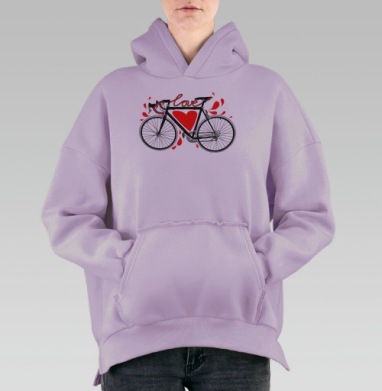 Велосипед «Love» с яркими акцентами в поп-арт стиле, Hoodie Oversize Fiolet, утепленная