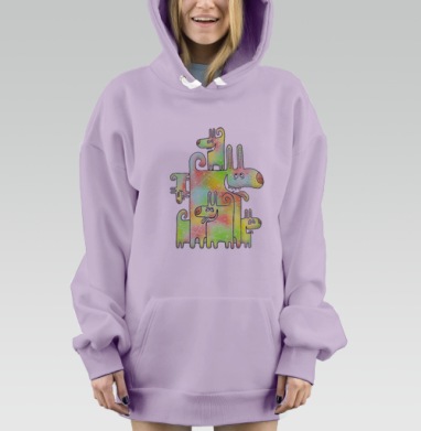 Веселая стопка дружелюбных стилизованных собак, Hoodie Mjhigh Dig Mel, Fiolet, утепленная