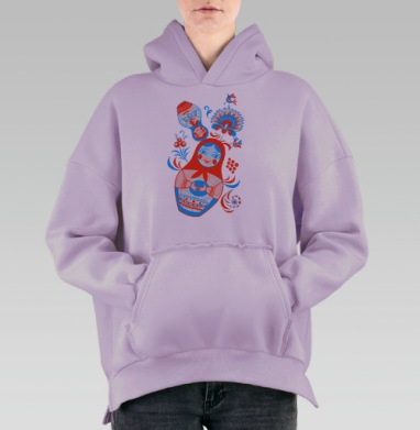 Весёлые матрёшки, Hoodie Oversize Fiolet, утепленная
