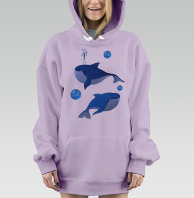 Весёлые синие киты, Hoodie Mjhigh Dig Mel, Fiolet, утепленная