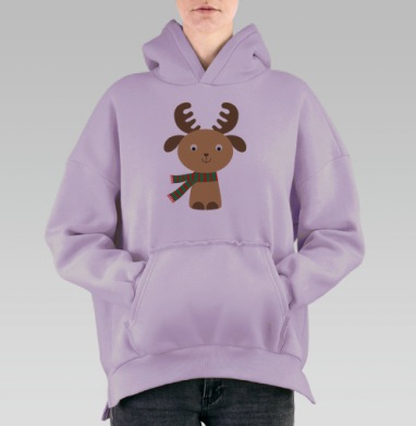 Весёлый оленёнок, Hoodie Oversize Fiolet, утепленная
