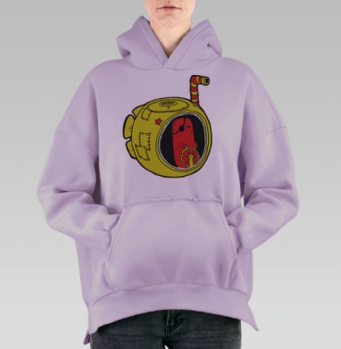 Весёлый пират в жёлтой мини-подлодке, Hoodie Oversize Fiolet, утепленная