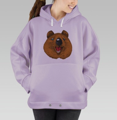 Веселый поющий медведь с музыкальными нотами, Hoodie Oversize Fiolet