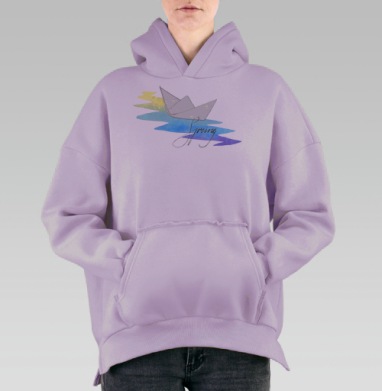 Весеннее настроение., Hoodie Oversize Fiolet, утепленная