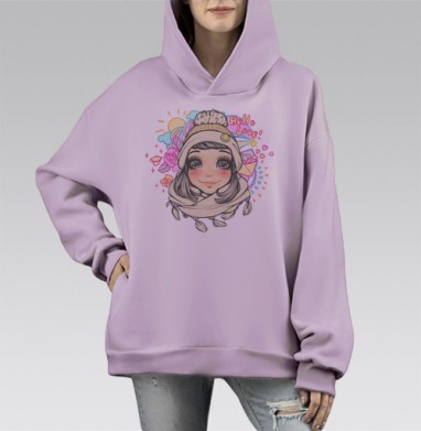 Весеннее настроение, Hoodie Mono Fiolet, оверсайз, утепленная