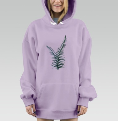 Веточки папоротника, Hoodie Mjhigh Dig Mel, Fiolet, утепленная