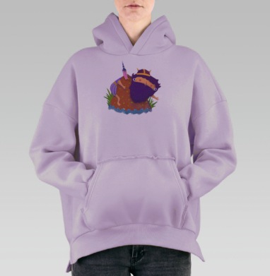 Викинг в горах, Hoodie Oversize Fiolet, утепленная