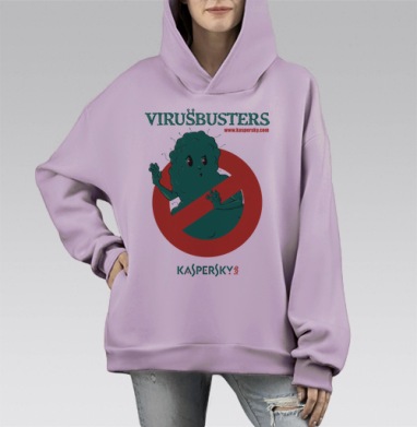 virusbusters / Охотники за вирусами, Hoodie Mono Fiolet, оверсайз, утепленная
